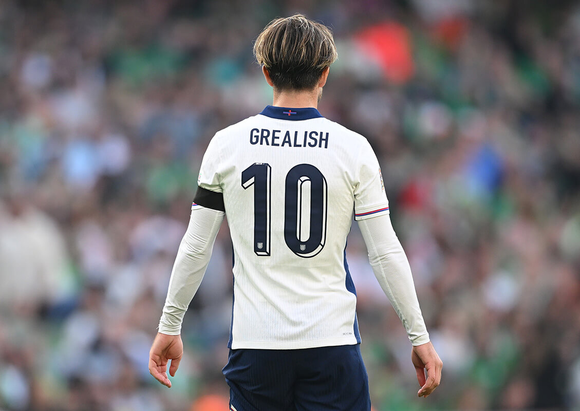 Image showing Jack Grealish posing in the England font