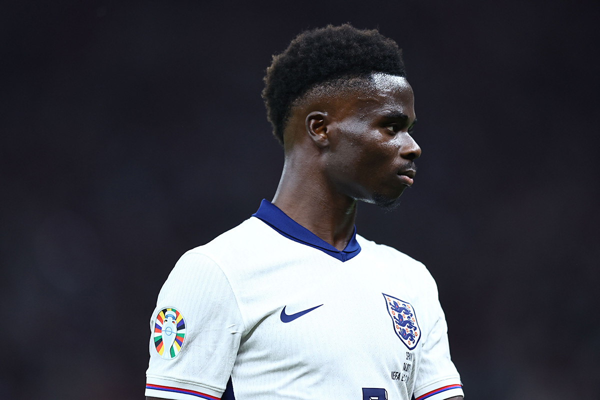 Image showing an England player in competition, wearing a UEFA EURO 2024 badge