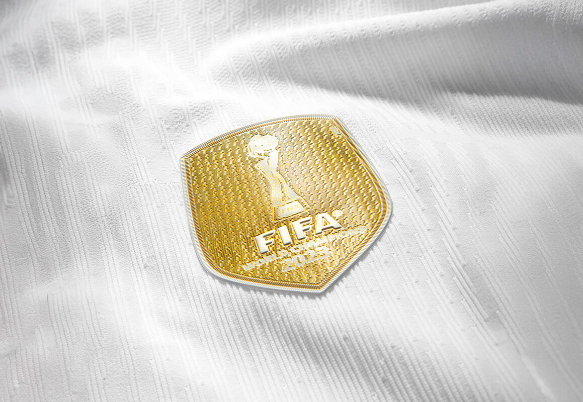Image showing the detail on a FIFA World Champions badge