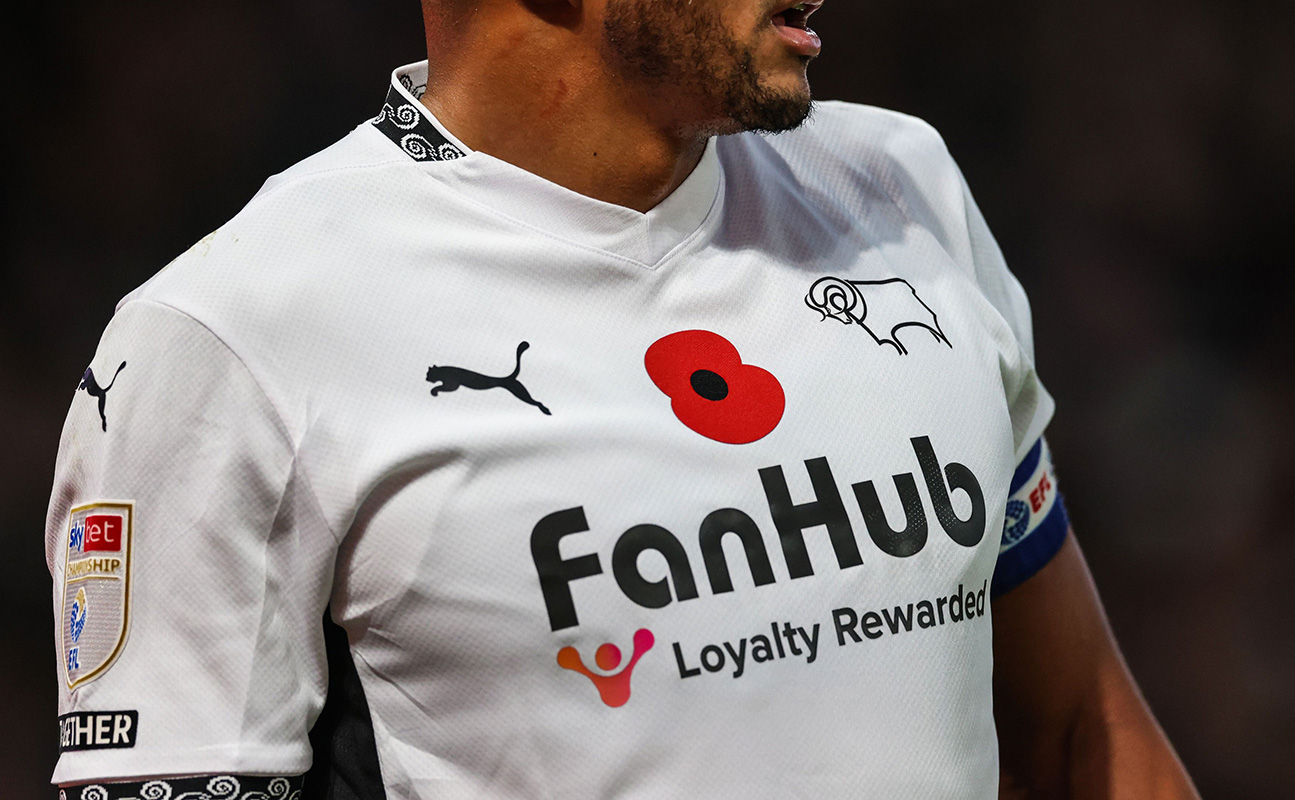 Image showing the Royal British Legion poppy on a Derby County shirt